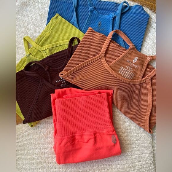 Free People Good Karma Leggings Neon Orange X/L NEW - Picture 11 of 11